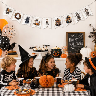 Whimsical Gothic Halloween Characters Spooky Bunting