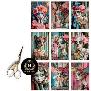 Whimsical Gothic Paris Gargoyle Decoupage Tissue Paper