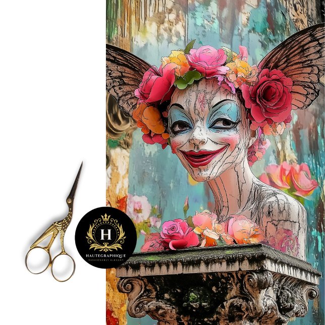 Whimsical Gothic Paris Gargoyle Floral Craft Tissue Paper (Creator Uploaded)