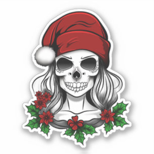 Whimsical Gothic Santa Skull Christmas