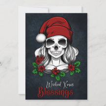 Whimsical Gothic Santa Skull Christmas