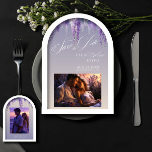 Whimsical Gradient Purple Floral 2 Photo 3D Arch Save The Date
