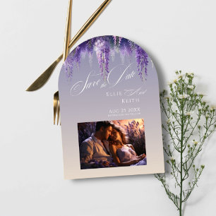 Whimsical Gradient Purple Floral 2 Photo Arch Save The Date