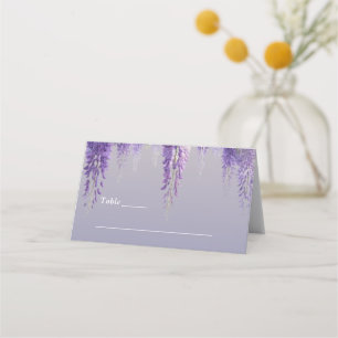 Whimsical Gradient Purple Floral Monogram Wedding Place Card