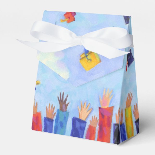 Whimsical Graduation Cap Toss Thank You Favour Box (Front Side)