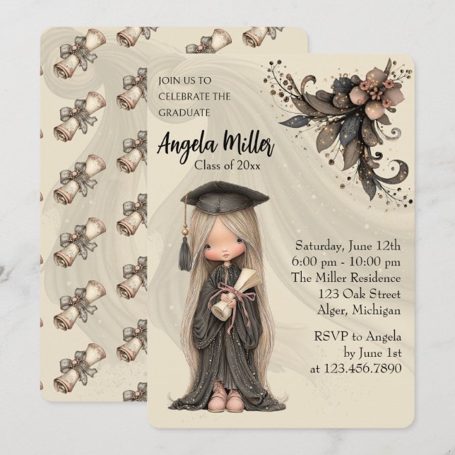 Whimsical Graduation Invitation  (Front/Back)