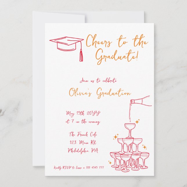 Whimsical Graduation Invitation announcement (Front)