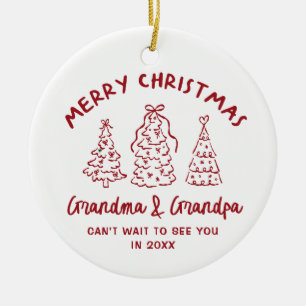 Whimsical Grandparents Pregnancy Announcement Ceramic Ornament