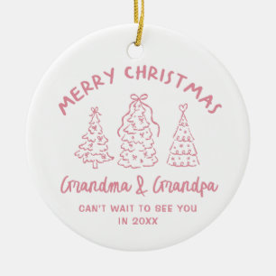 Whimsical Grandparents Pregnancy Announcement Ceramic Ornament