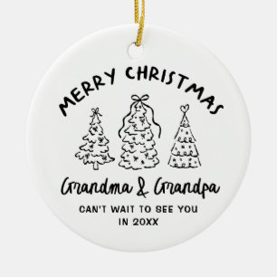 Whimsical Grandparents Pregnancy Announcement Ceramic Ornament