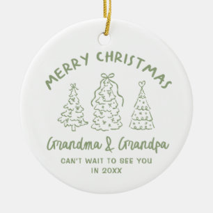 Whimsical Grandparents Pregnancy Announcement Ceramic Ornament