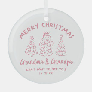 Whimsical Grandparents Pregnancy Announcement Glass Tree Decoration