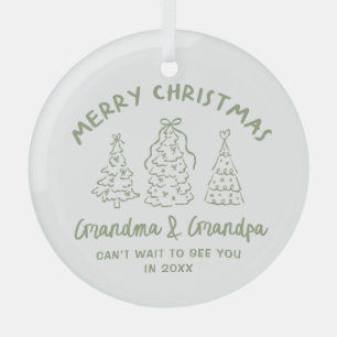 Whimsical Grandparents Pregnancy Announcement Glass Tree Decoration