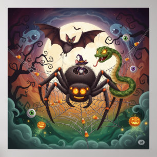 Whimsical Graveyard Animals Poster