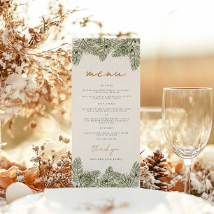 Whimsical Green and Gold Pine Cone Weddings Menu