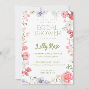 Whimsical Green and Pinks Bridal Shower Invites