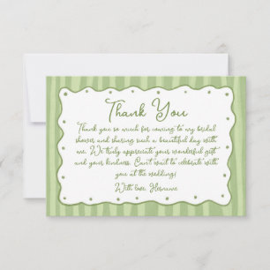 Whimsical Green Charm Hand Painted Bridal Shower Thank You Card