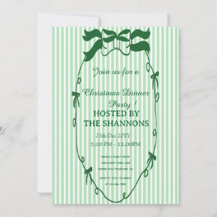 Whimsical Green Christmas Dinner Party Invitation