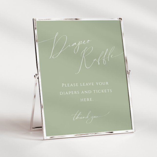 Whimsical Green Diaper Raffle Baby Shower Sign (Creator Uploaded)