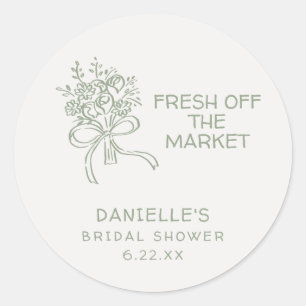 Whimsical Green Fresh Off The Market Bridal Shower Classic Round Sticker