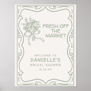 Whimsical Green Fresh Off The Market Bridal Shower Poster