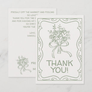 Whimsical Green Fresh Off The Market Bridal Shower Thank You Card