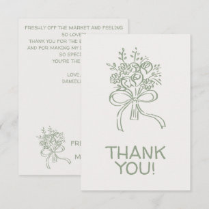 Whimsical Green Fresh Off The Market Bridal Shower Thank You Card