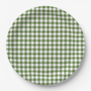 Whimsical Green Gingham  Paper Plate