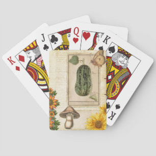 Whimsical Green Gourds Playing Cards