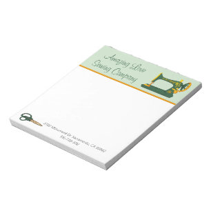 Whimsical Green Sewing Machine  Notepad