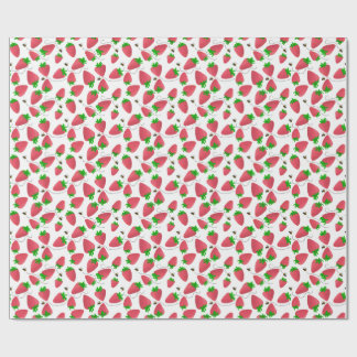 Whimsical Green Topped Strawberries Bees Wrapping Paper