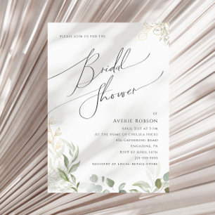 Whimsical Greenery and Gold   Bridal Shower Invitation