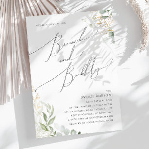 Whimsical Greenery and Gold Brunch and Bubbly Invitation