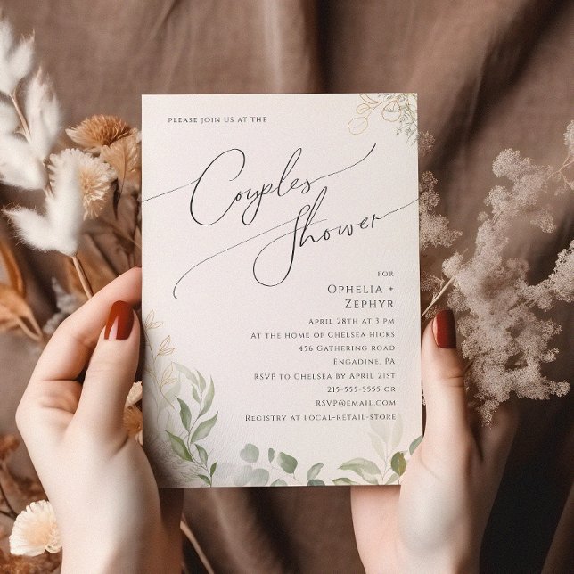 Whimsical Greenery and Gold | Couples Shower Invitation (Creator Uploaded)