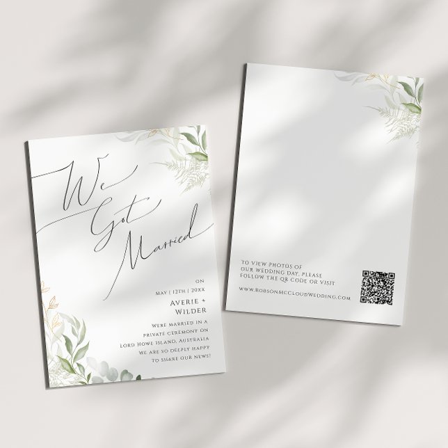 Whimsical Greenery And Gold Elopement Announcement (Creator Uploaded)