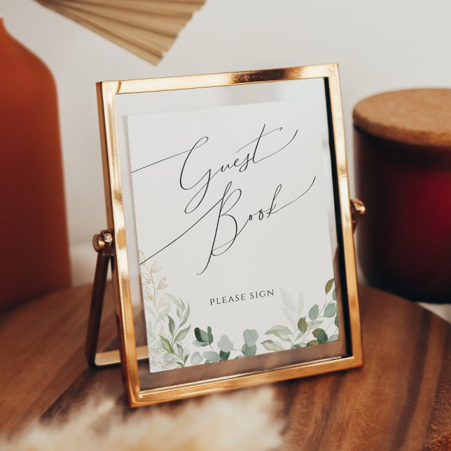 Whimsical Greenery and Gold | Guest Book Sign (Creator Uploaded)