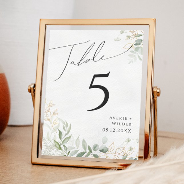 Whimsical Greenery and Gold | Table Number (Creator Uploaded)