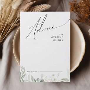 Whimsical Greenery and Gold   Wedding Advice Card