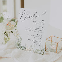 Whimsical Greenery and Gold | Wedding Drinks Menu