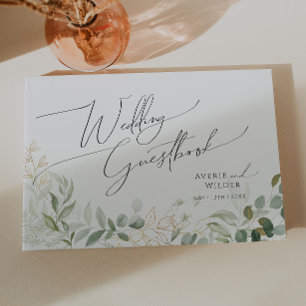 Whimsical Greenery and Gold Wedding Guestbook