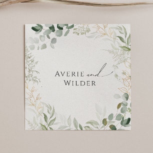 Whimsical Greenery and Gold   Wedding Napkins
