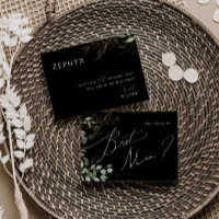 Whimsical Greenery Black and Gold Best Man Card