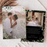 Whimsical Greenery Black and Gold Flat Faded Photo Thank You Card<br><div class="desc">Step into a world of enchantment with our whimsical greenery black and gold flat faded photo thank you card, perfect for your botanical spring boho wedding. Adorned with sage green eucalyptus and gold accents, this thank you card exudes elegance and modern whimsy. Imagine strolling through a magical summer garden, surrounded...</div>