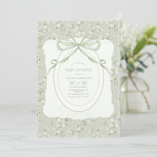 Whimsical Greenery Floral Vintage Baby Shower Invitation