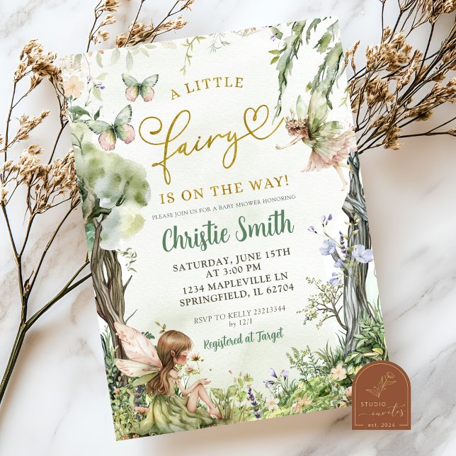 Whimsical Greenery Forest Little Fairy Baby Shower Invitation (Creator Uploaded)