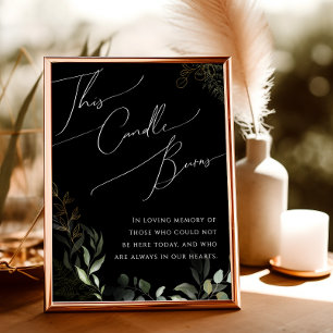 Whimsical Greenery Gold   Black This Candle Burns Poster