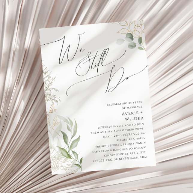 Whimsical Greenery Gold | We Still Do Vow Renewal Invitation (Creator Uploaded)