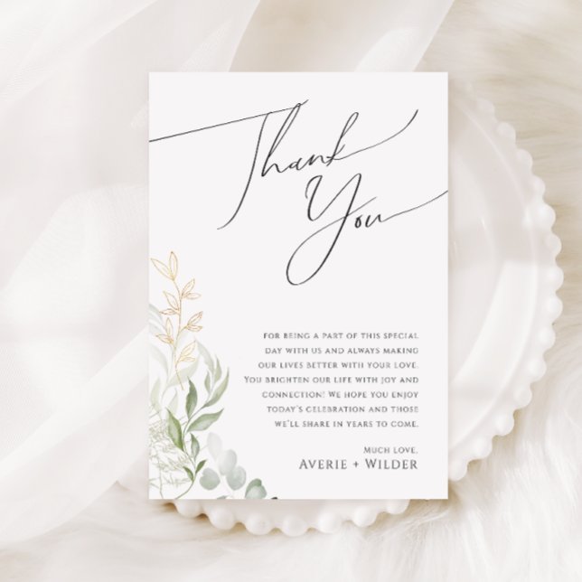 Whimsical Greenery Reception Table Thank You Card (Creator Uploaded)