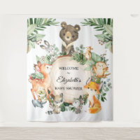 Whimsical Greenery Woodland Baby Animals Welcome