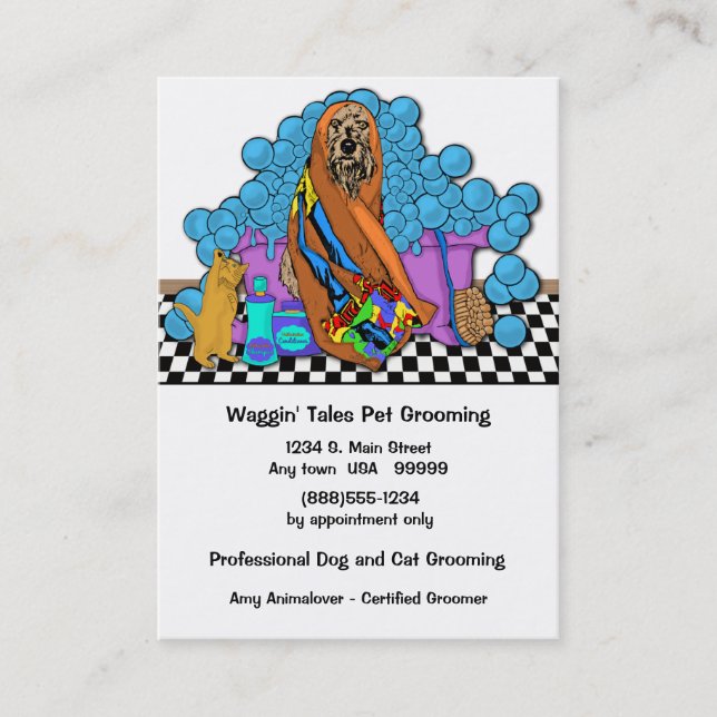Whimsical Grooming Business And Appointment Card (Front)